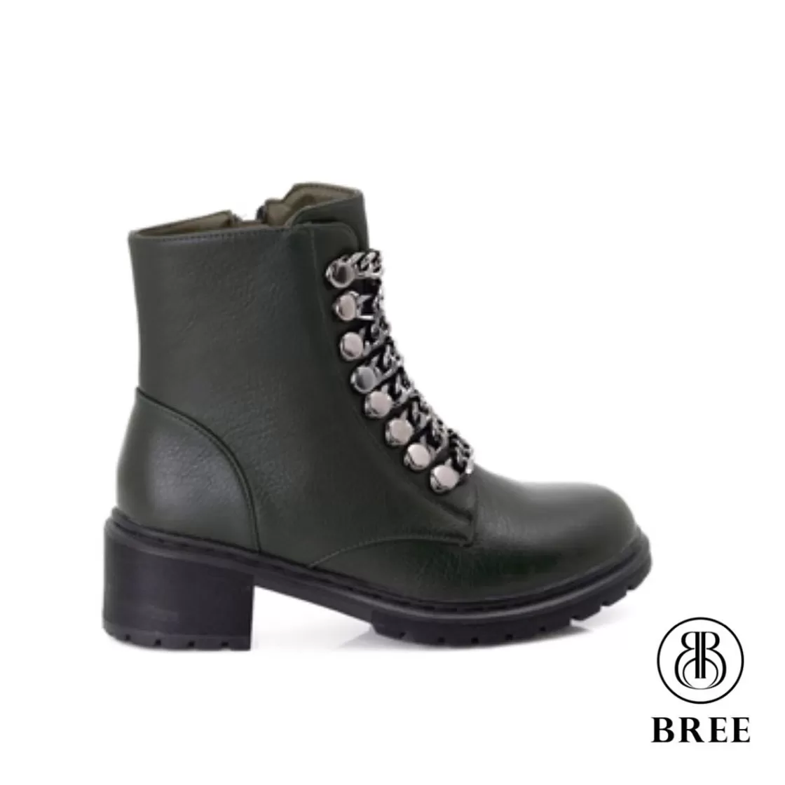 Boots*BREE Ankle Boots With Chains - olive