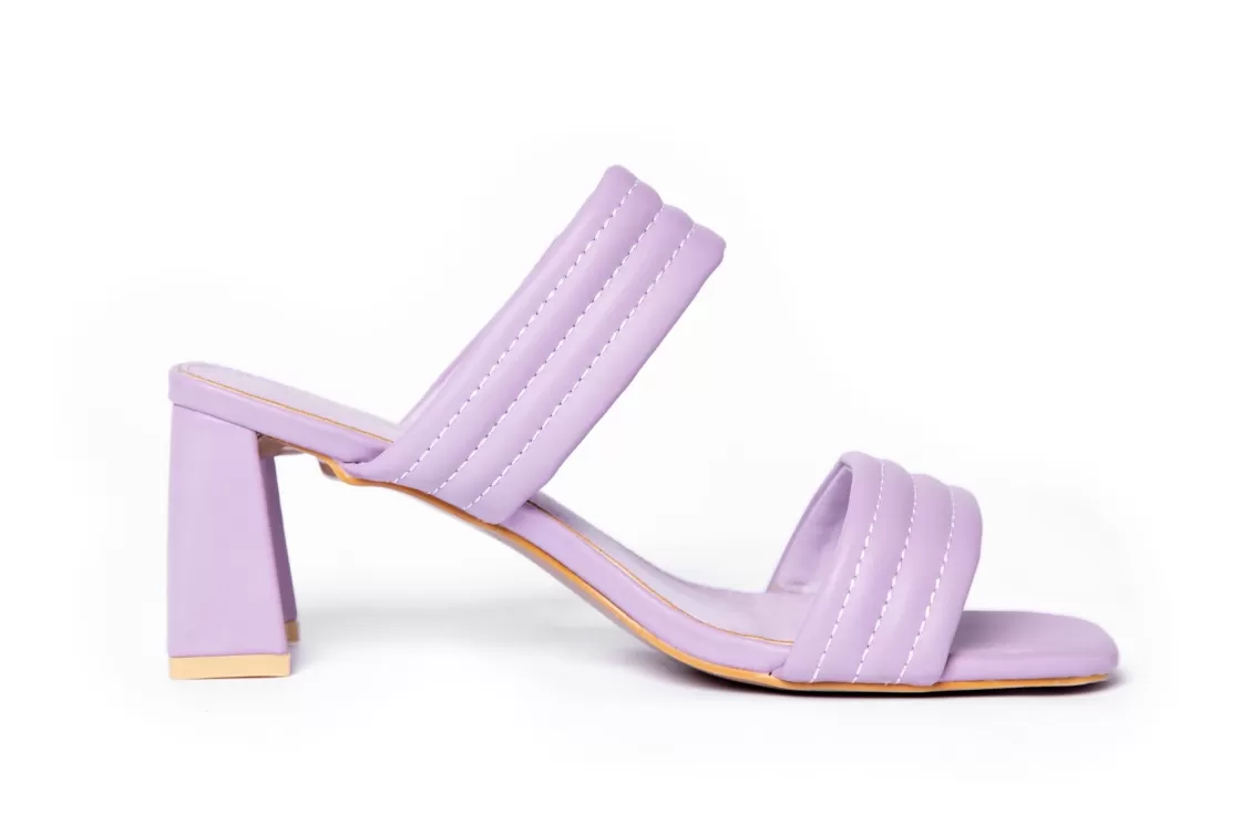 Sandals*BREE BAMBI Strap Chunky Heels - Sandal Heels - Purple