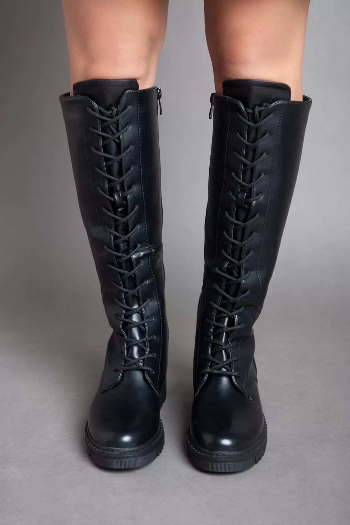 Boots*BREE Chunky Biker Lace High Boot - Black