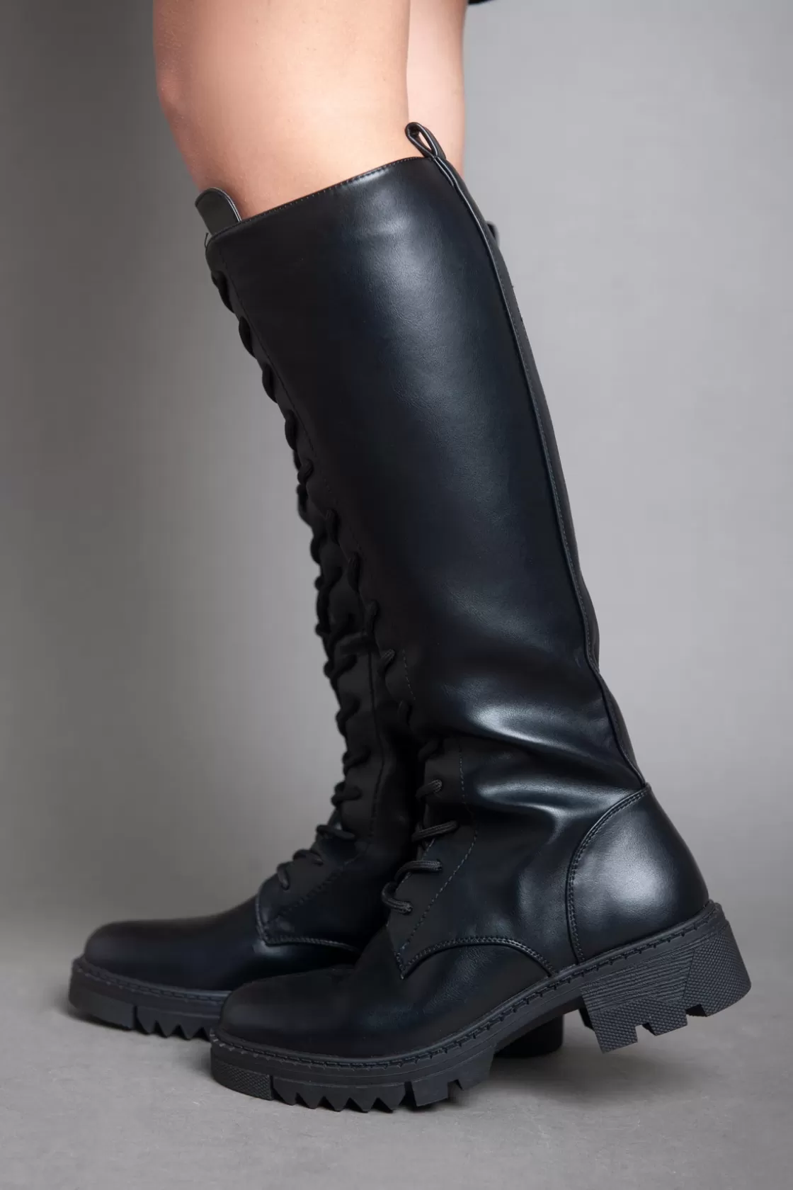 Boots*BREE Chunky Biker Lace High Boot - Black