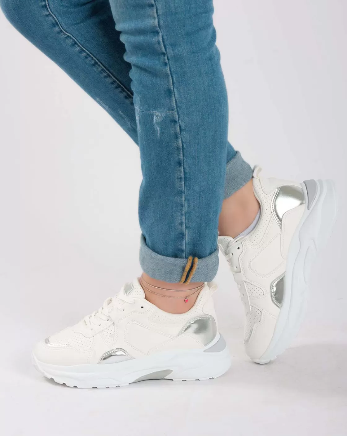 Sneakers*BREE Chunky Metallic Sneakers - White