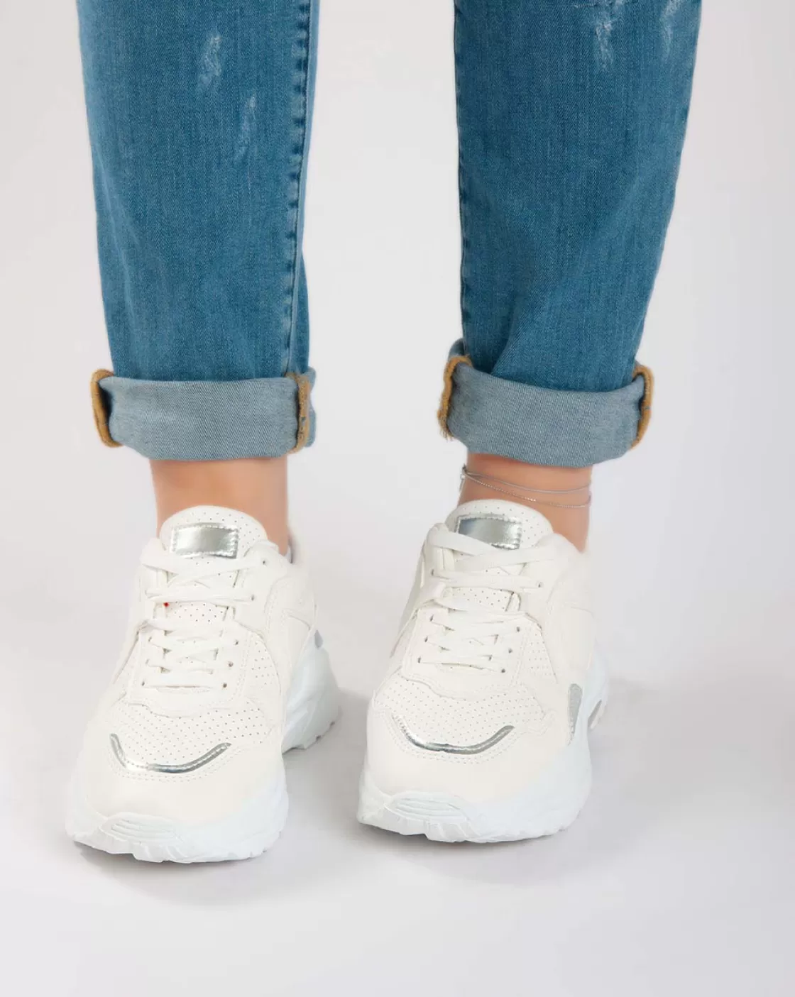 Sneakers*BREE Chunky Metallic Sneakers - White