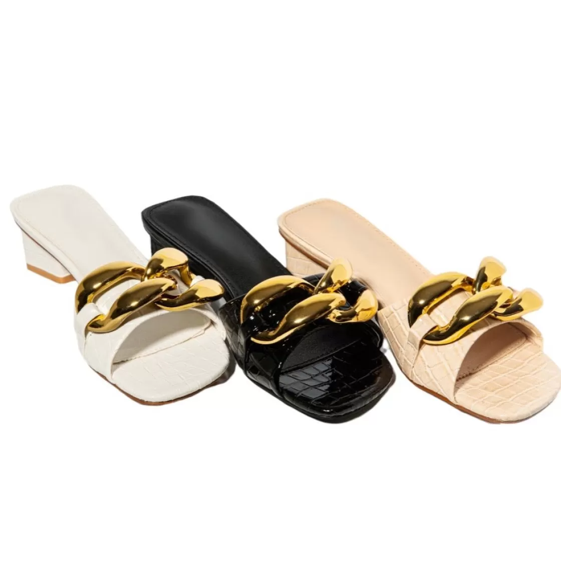 Sandals*BREE Croc-embossed Leather Mules