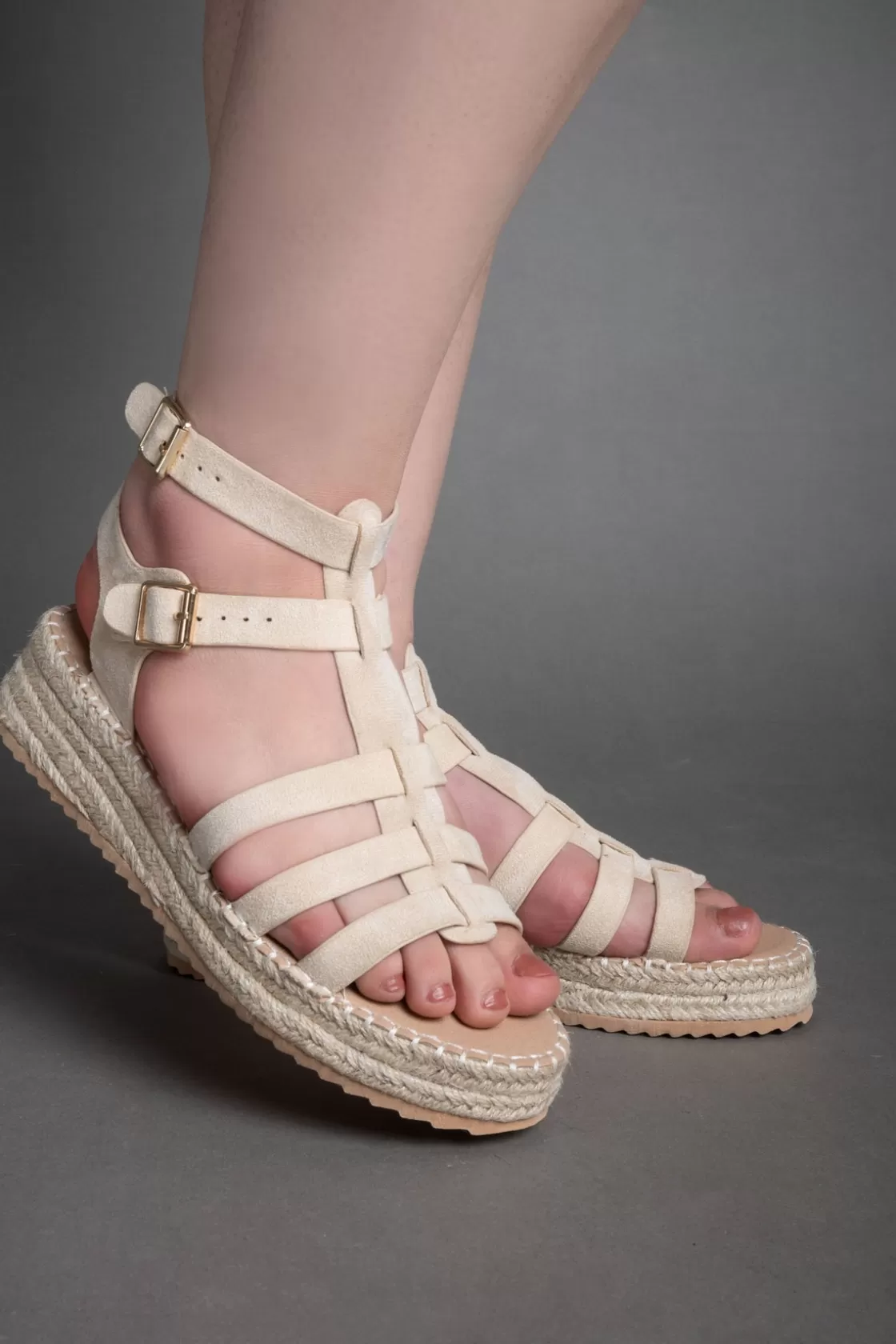 Sandals*BREE Double-Buckle Sandals - Beige