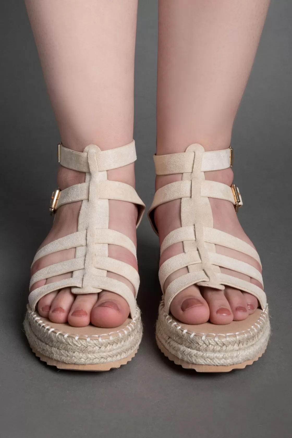 Sandals*BREE Double-Buckle Sandals - Beige