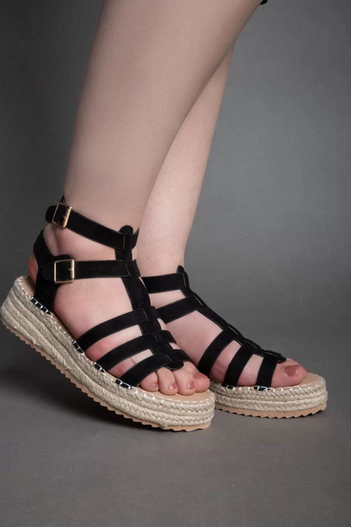 Sandals*BREE Double-Buckle Sandals - Black