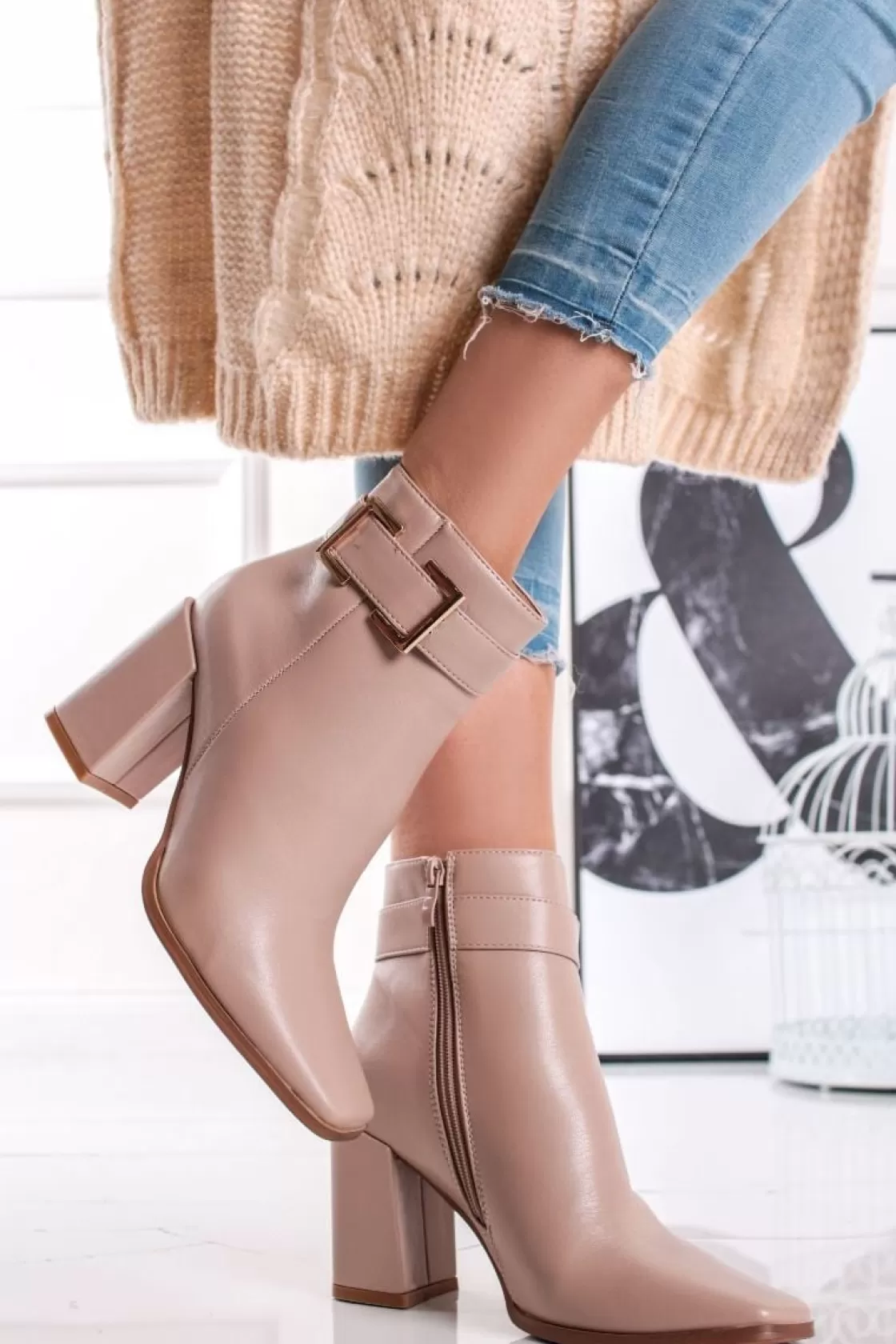 Boots*BREE Elegent Leather Booties - Beige