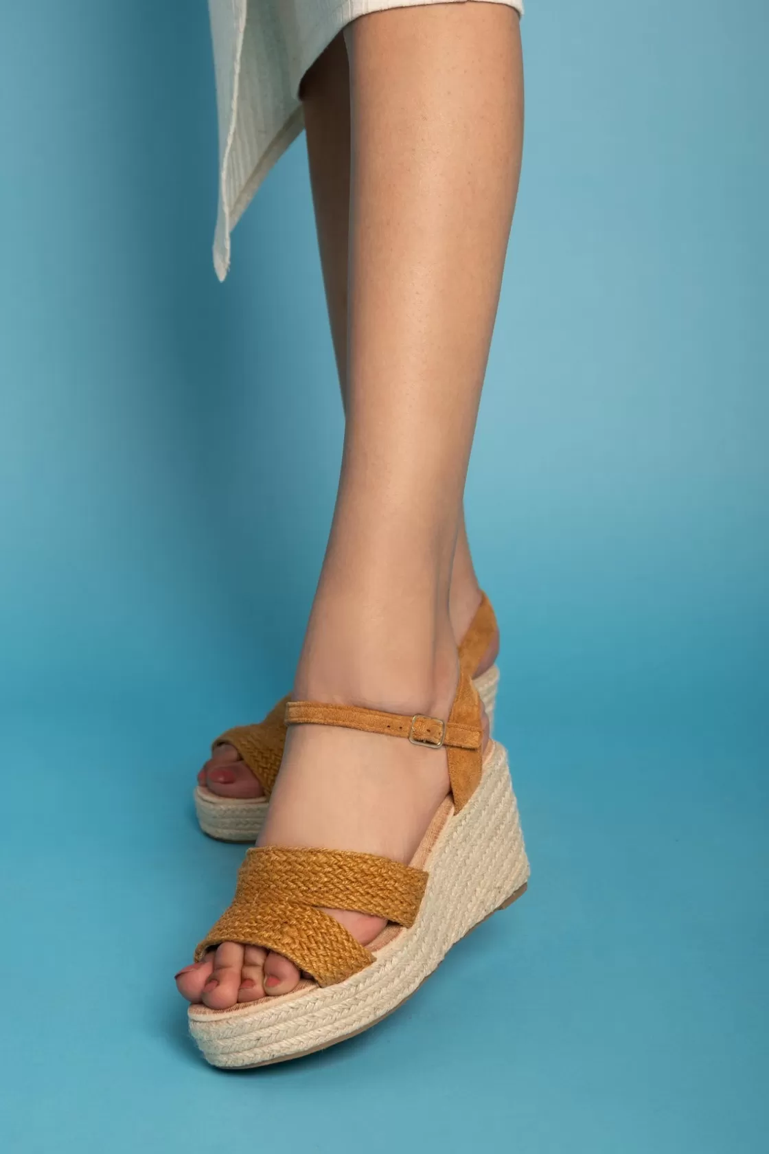 Sandals*BREE Espadrille Ankle-Strap Wedges - Camel