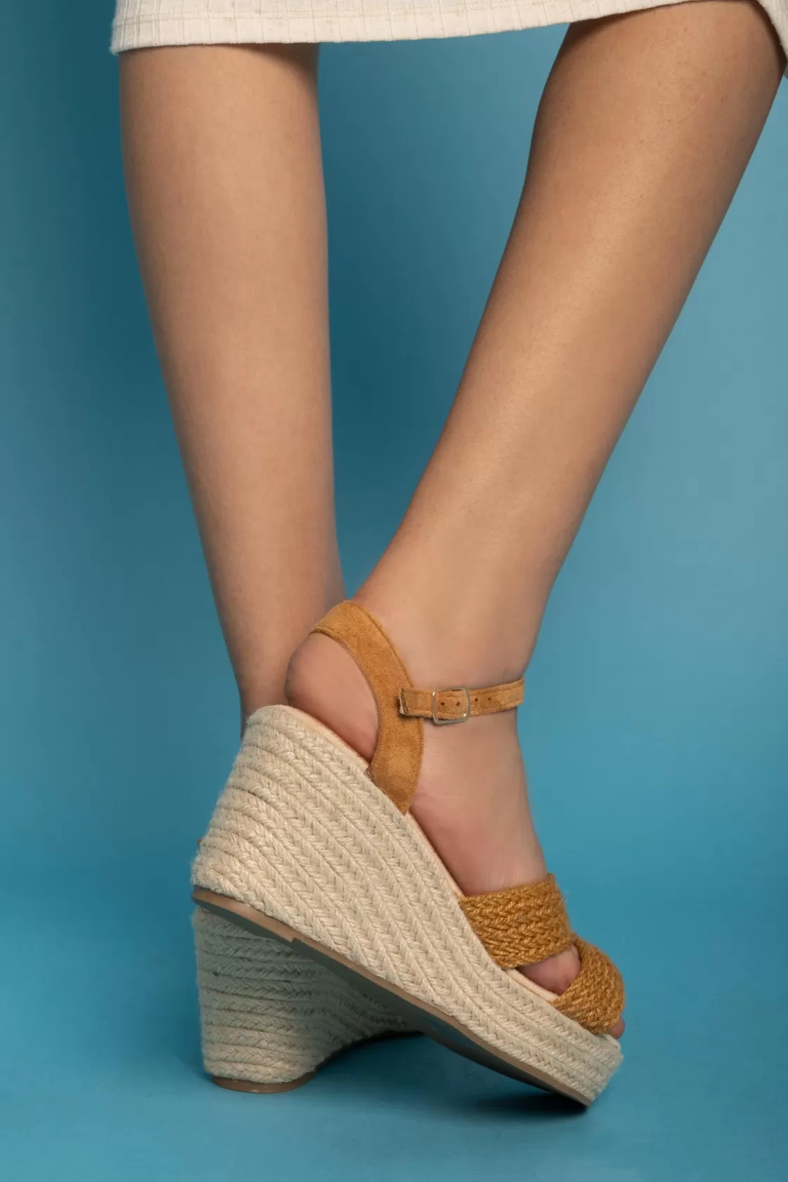 Sandals*BREE Espadrille Ankle-Strap Wedges - Camel