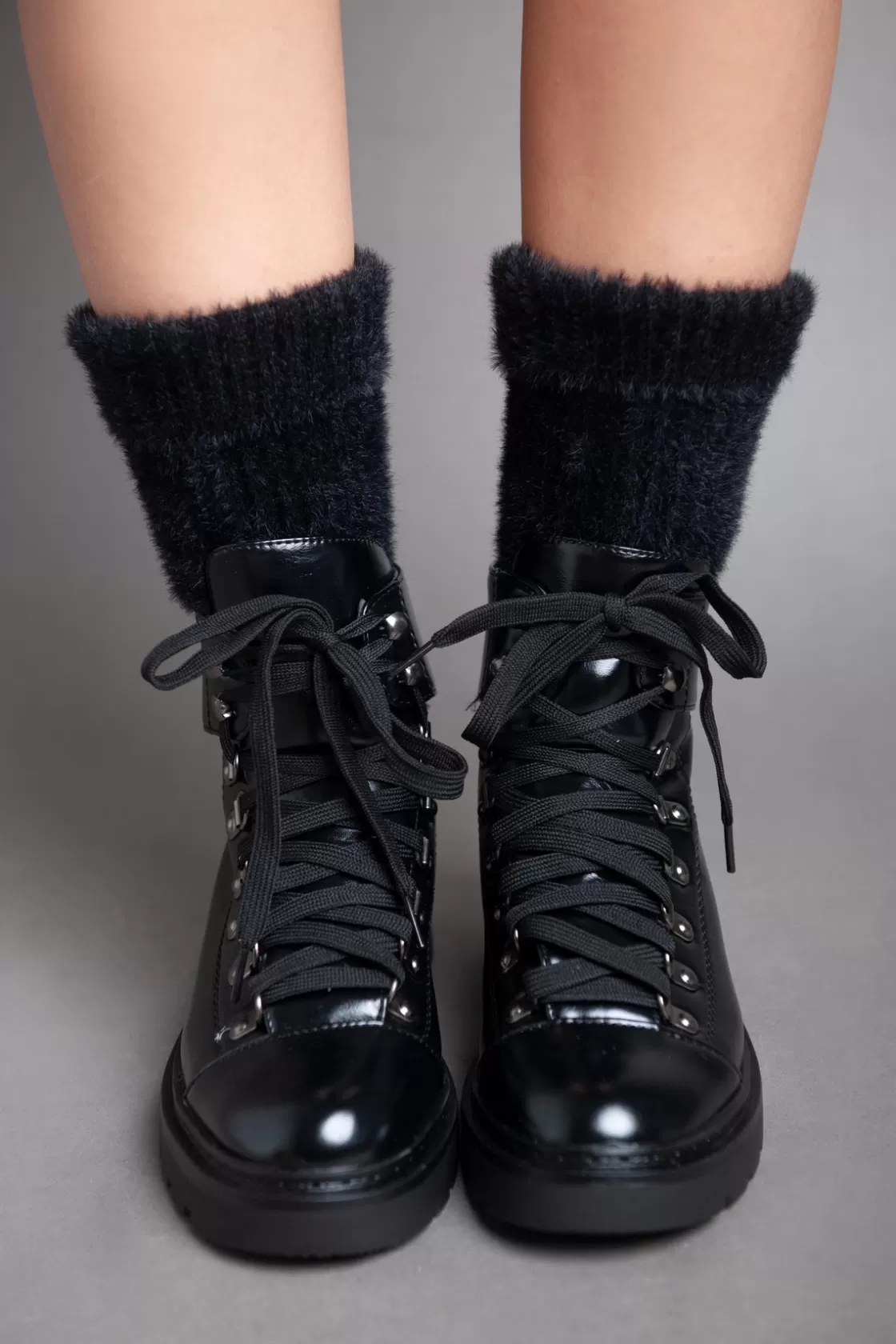 Boots*BREE Fluffy Socks Boot - Black