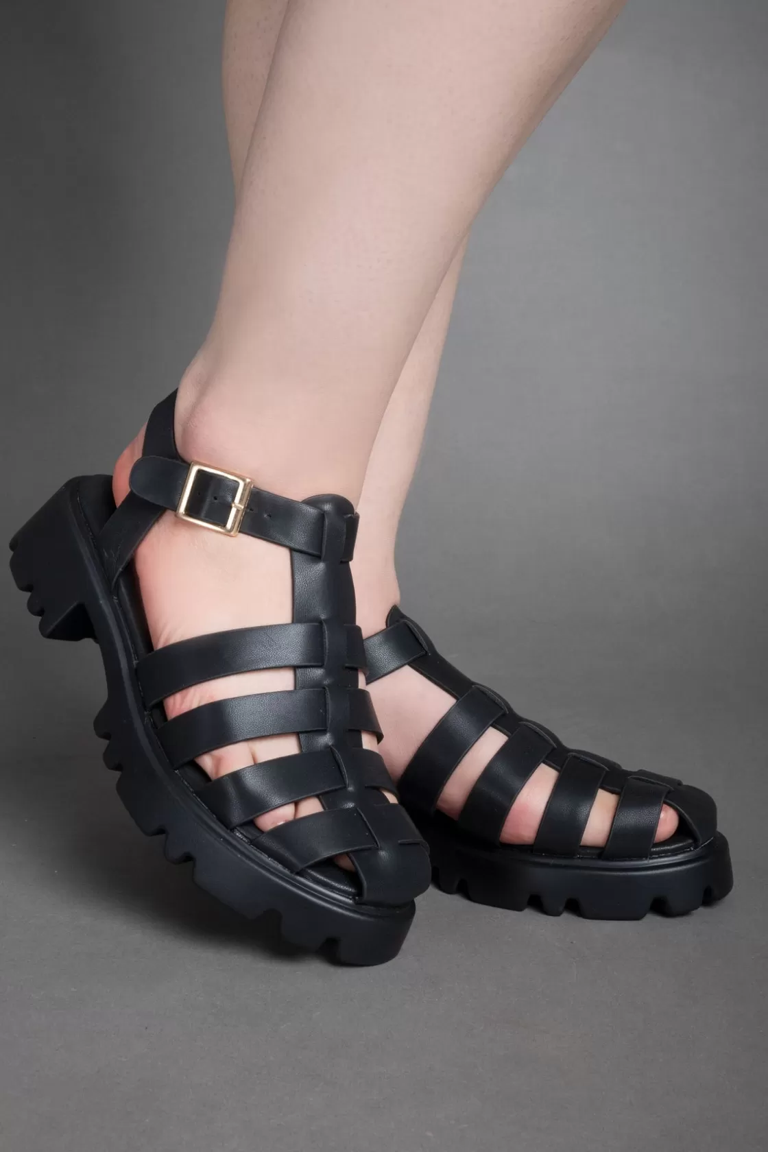 Sandals*BREE Gladiator Platform Sandals - Black