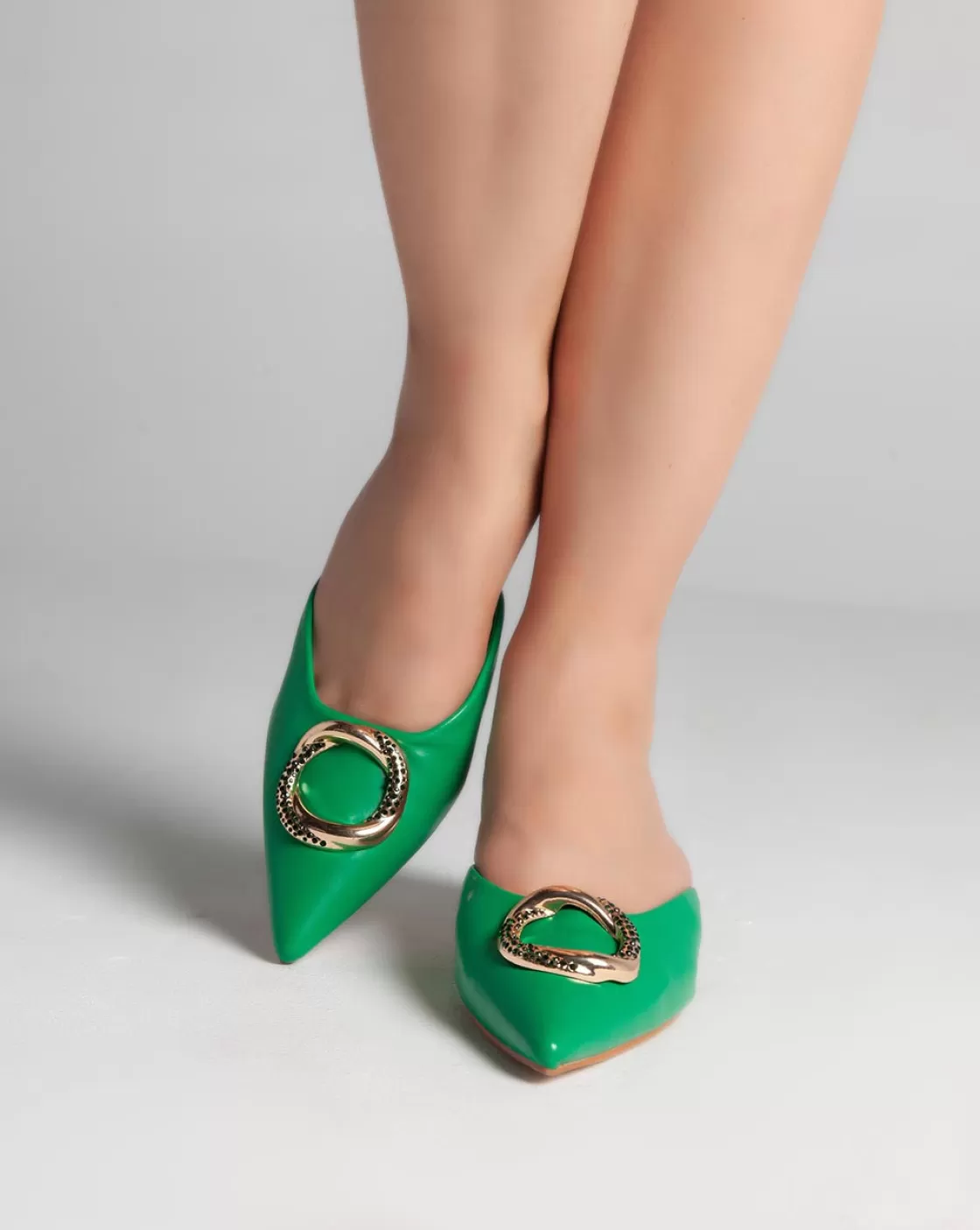 Sandals*BREE Golden Ring Closed Toe Mules - Sandals - Green