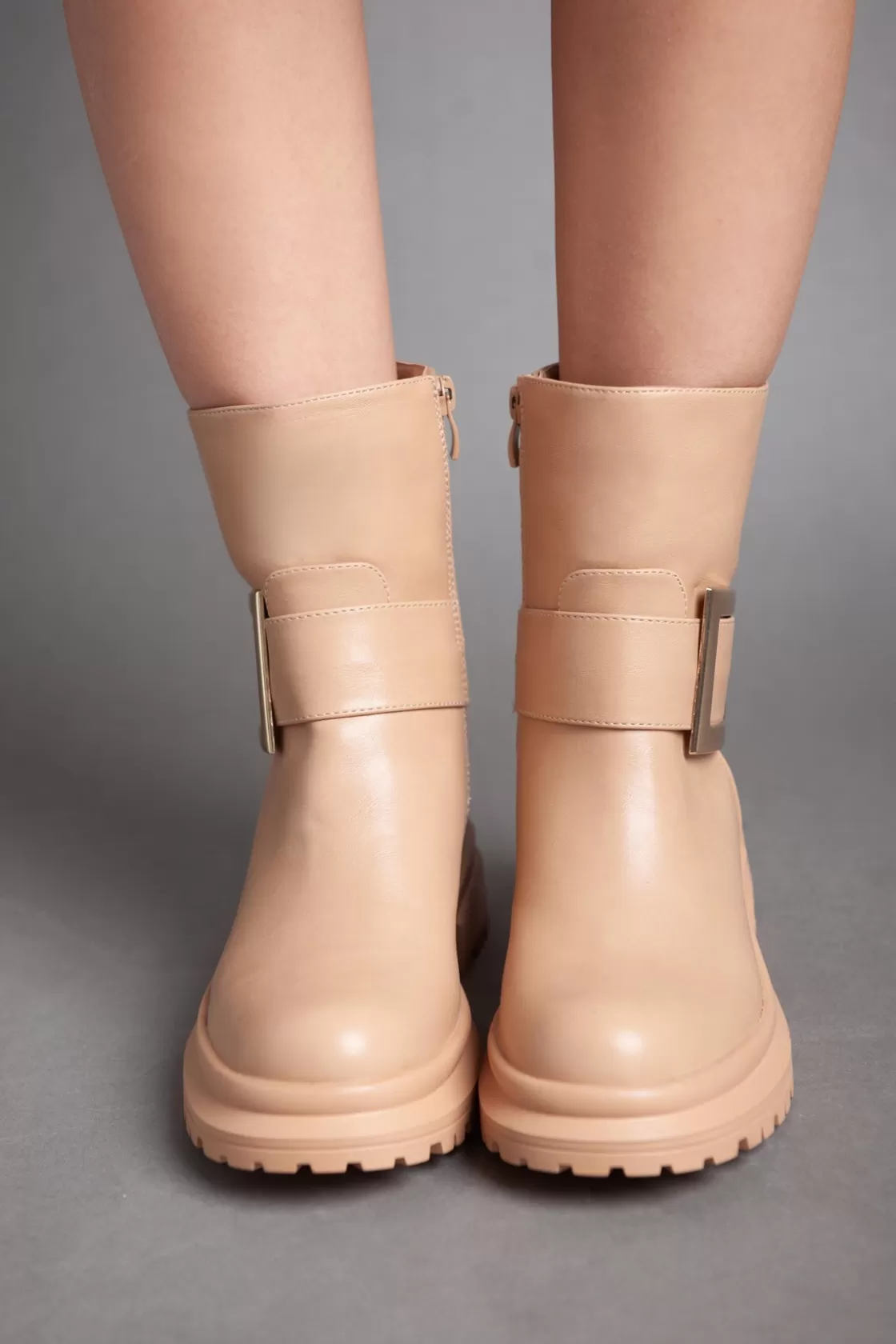 Boots*BREE Golden Square Strap Half Boot - Camel