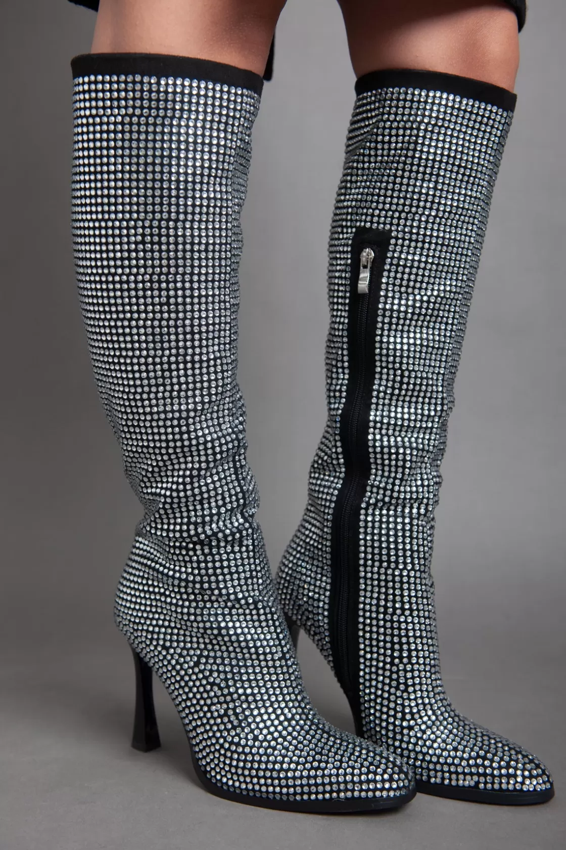 Boots*BREE High Heel Disco Spark- Knee Boot - Silver