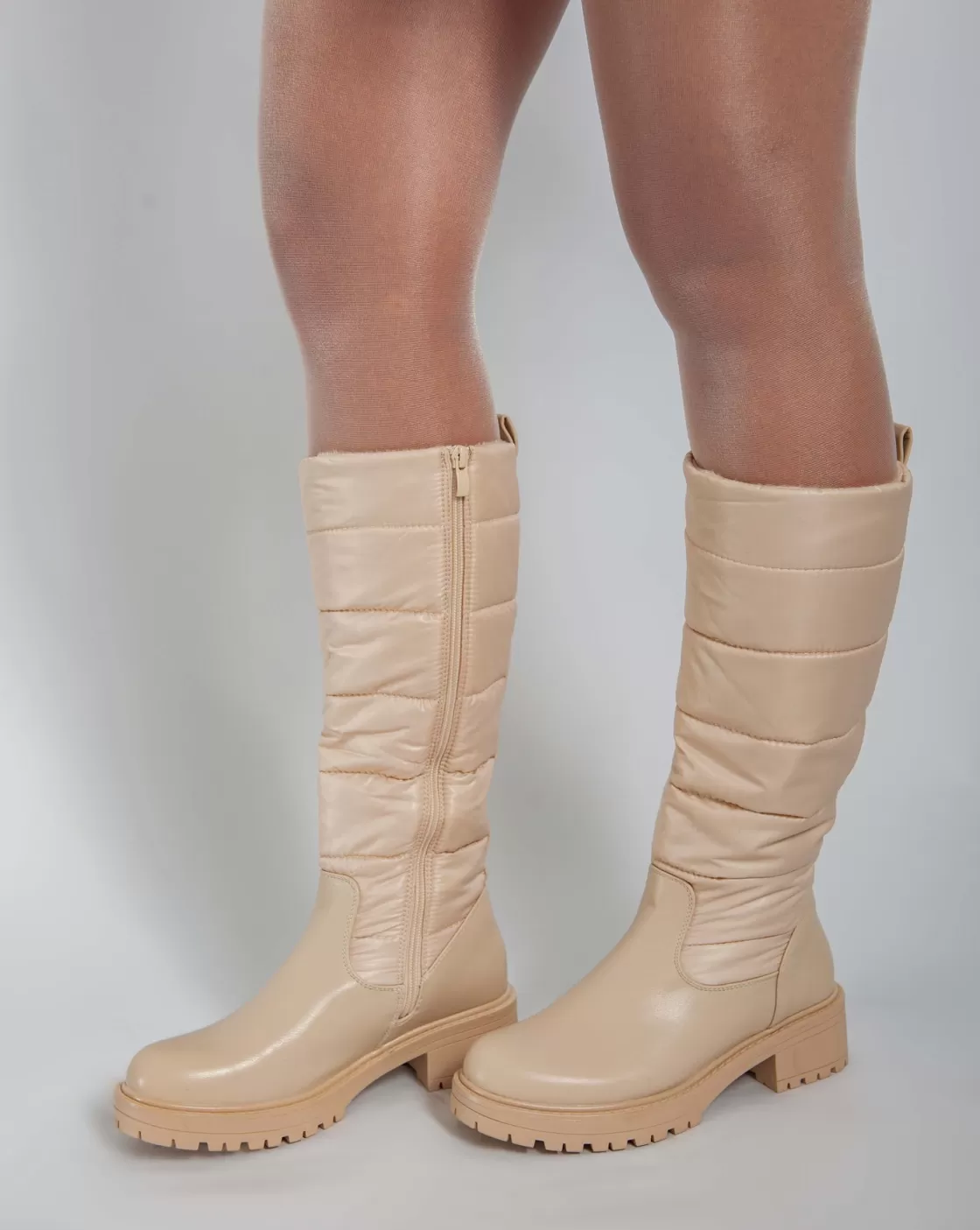 Boots*BREE Knee-high Chunky Boots - Beige