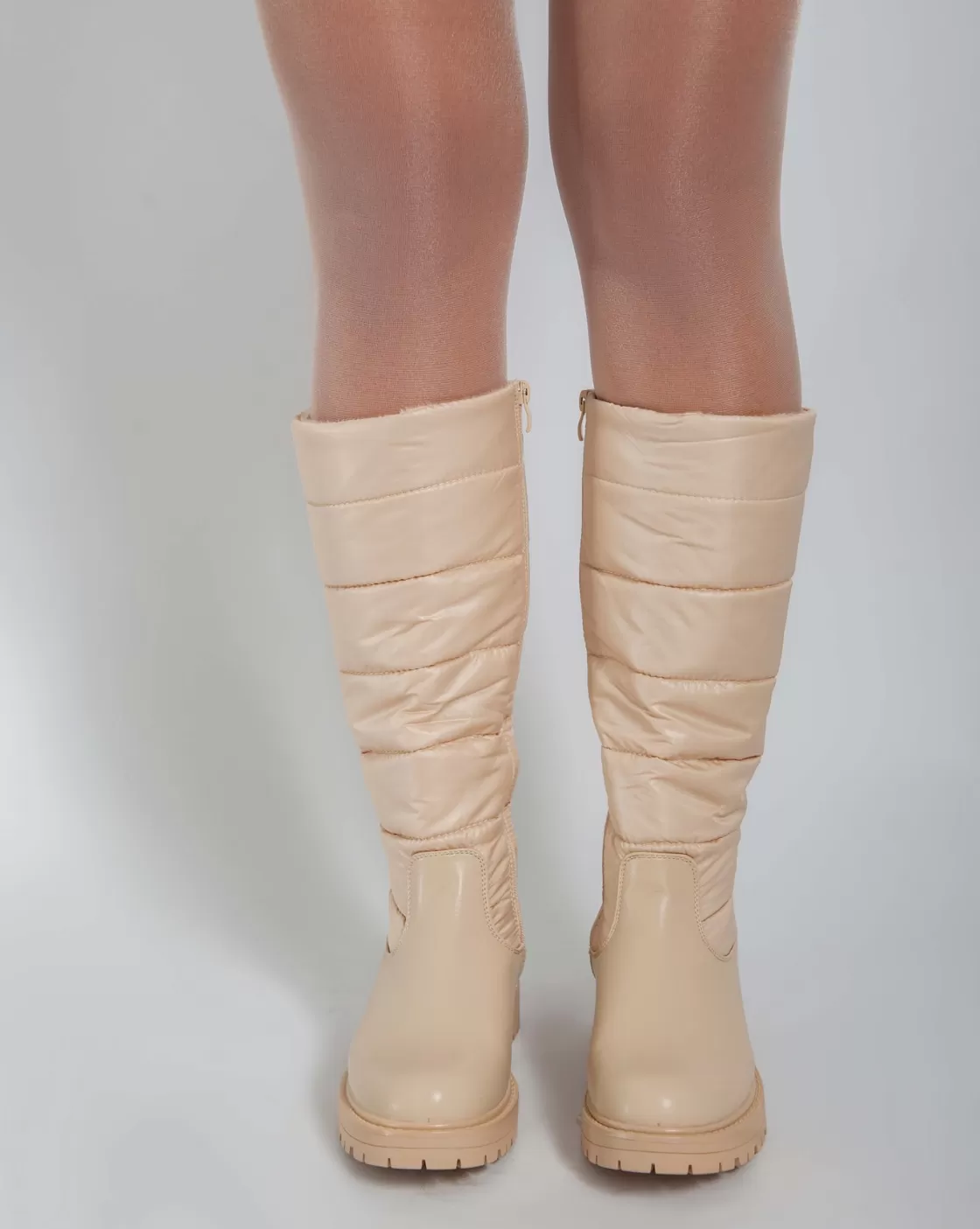 Boots*BREE Knee-high Chunky Boots - Beige