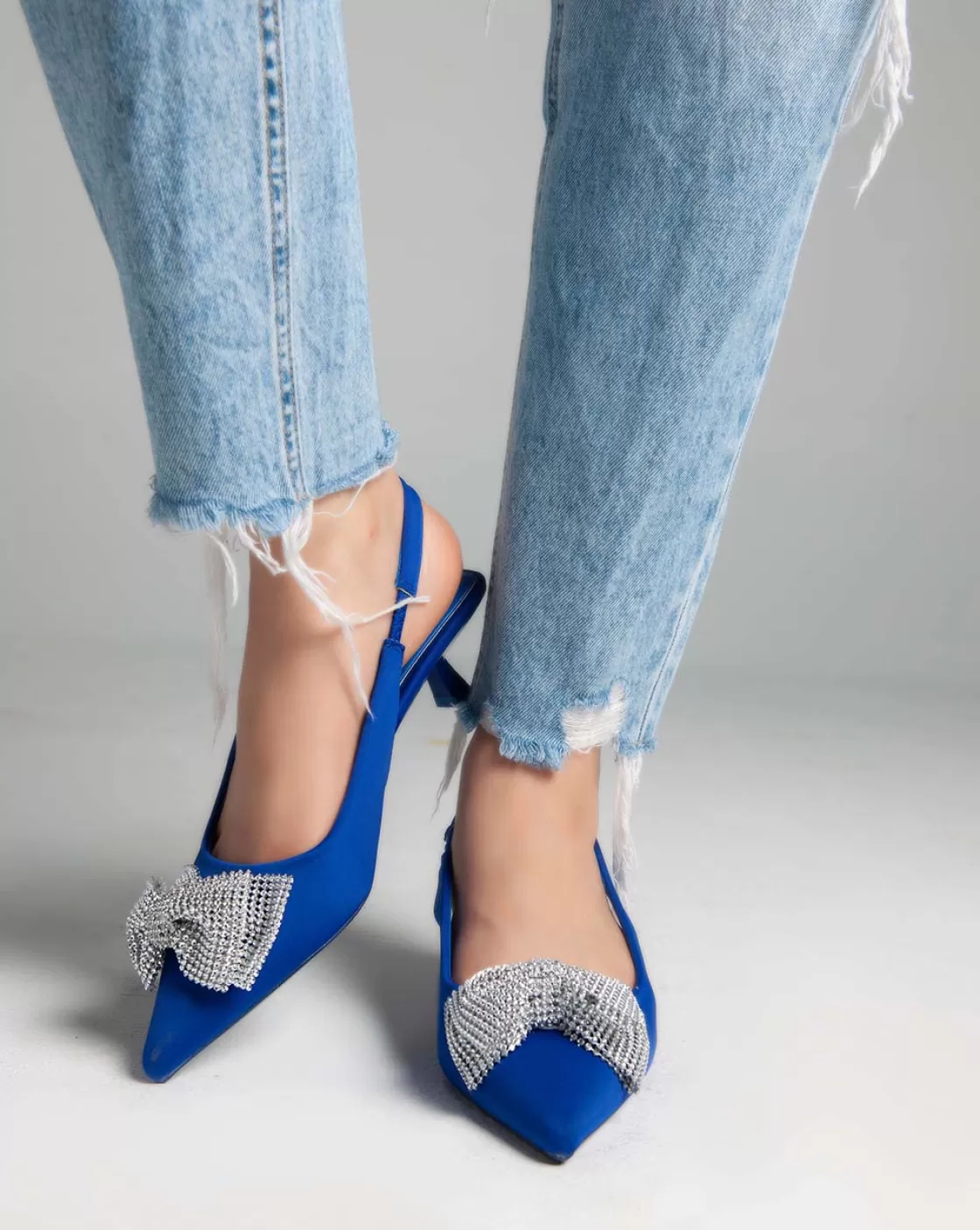 Heels*BREE Low Heels Sling Back Pumps - Blue