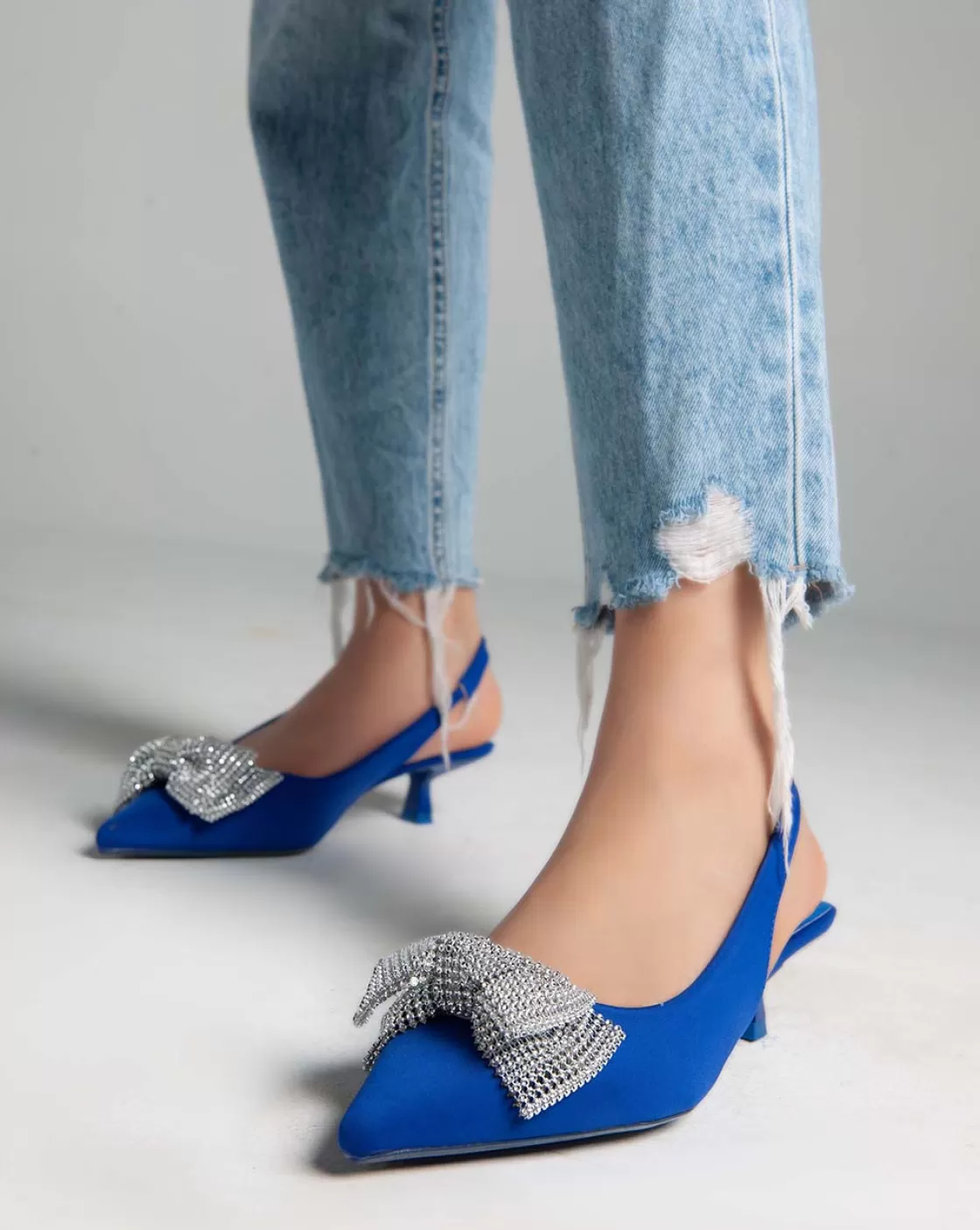 Heels*BREE Low Heels Sling Back Pumps - Blue