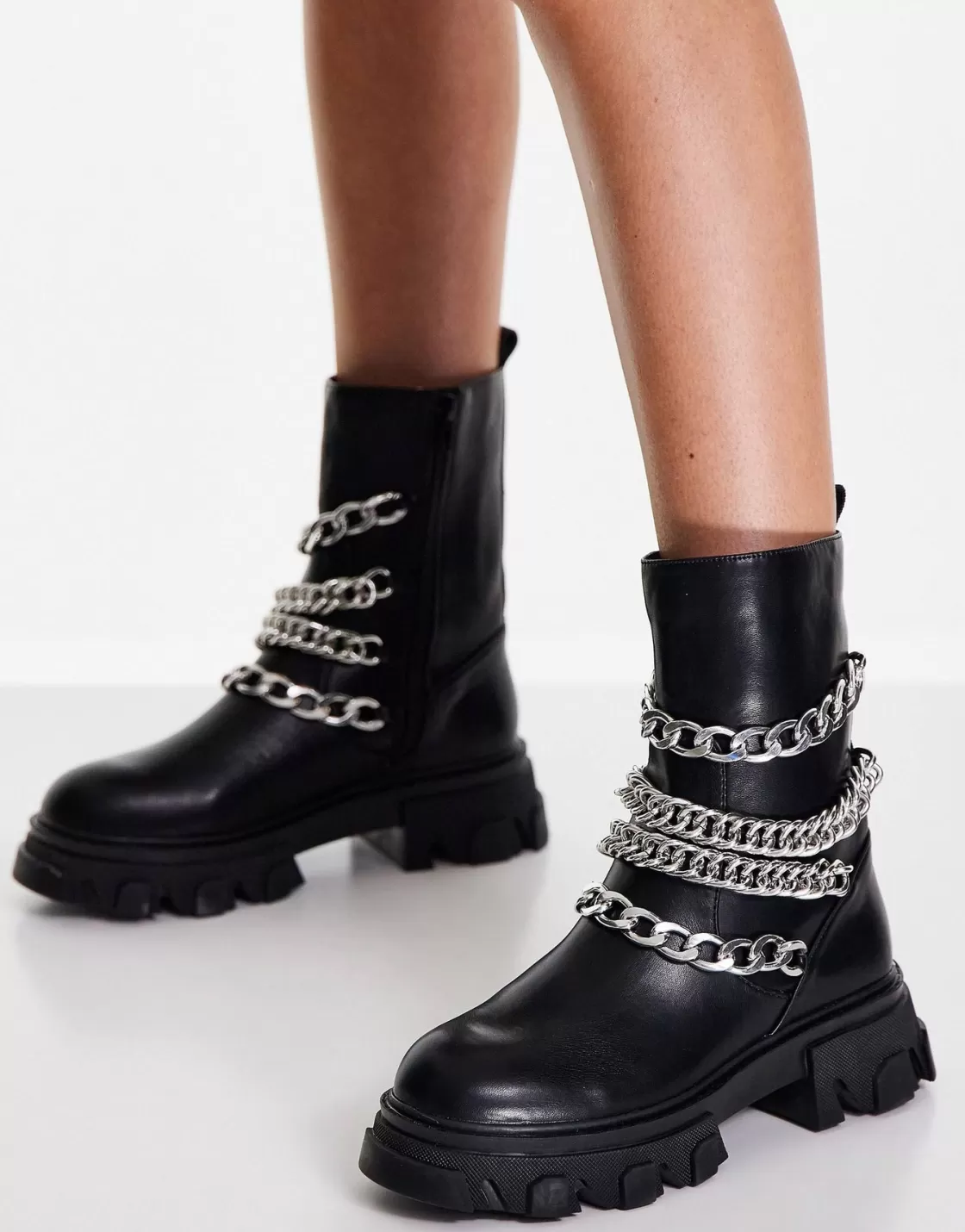 Boots*BREE Metal Chain Ankle Boots - Black