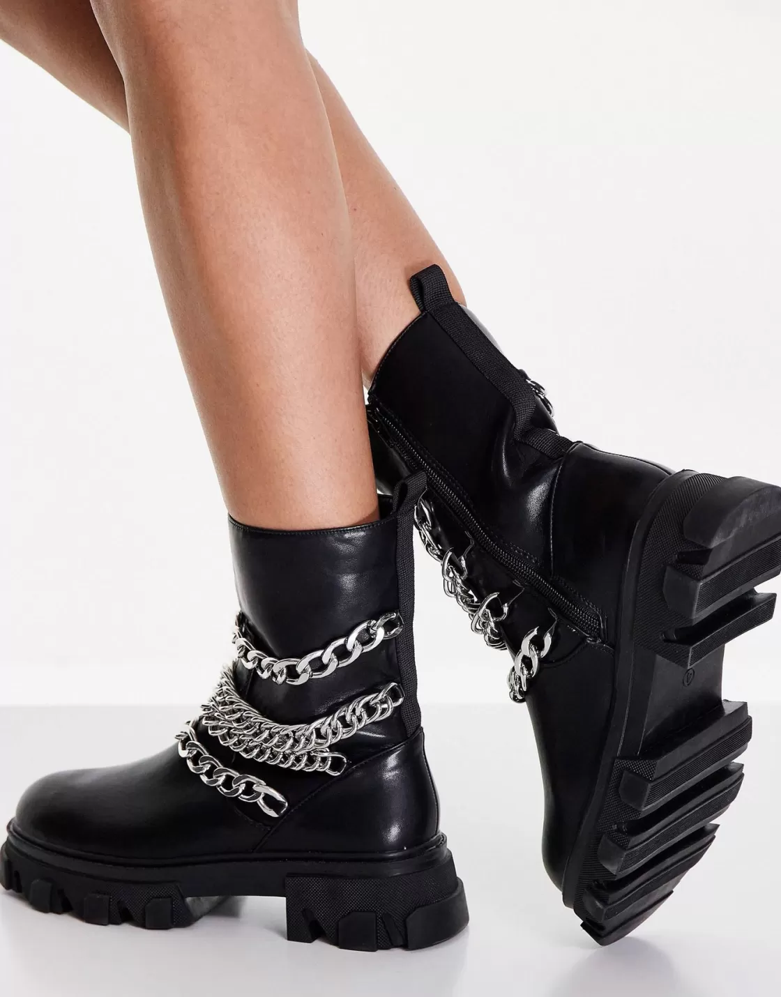 Boots*BREE Metal Chain Ankle Boots - Black