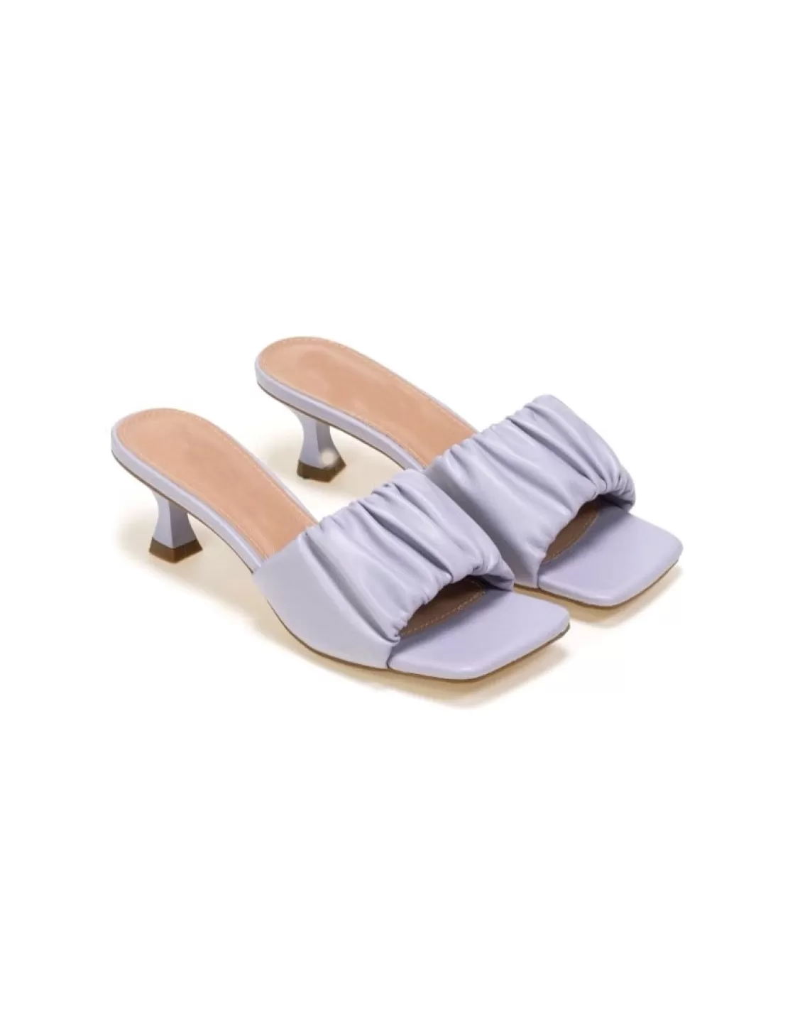 Sandals*BREE Mules Pedal With Frilled Band - Sandal Heels - Purple