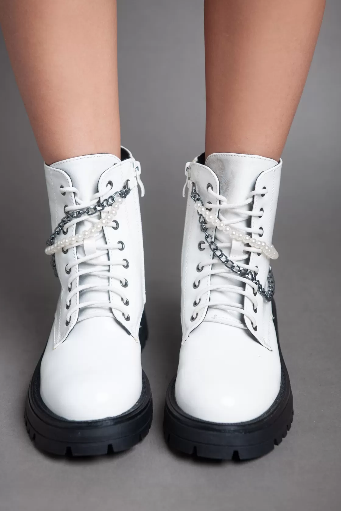 Boots*BREE Pearl Chain Patent Boots