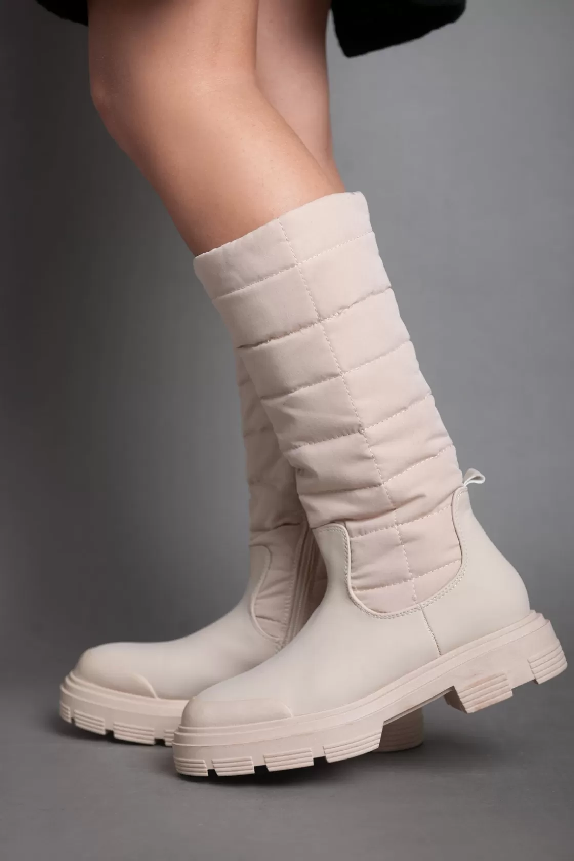 Boots*BREE Puffy Long Boots - Beige