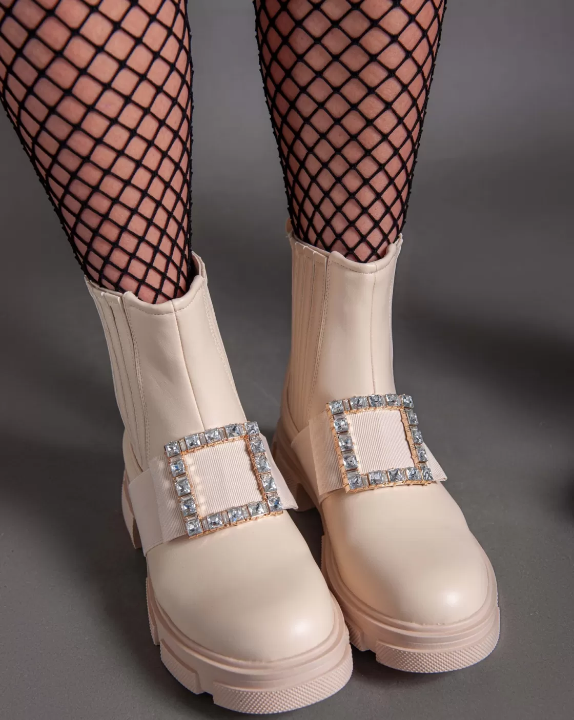 Boots*BREE Rangers Strass Buckle Boots - Beige