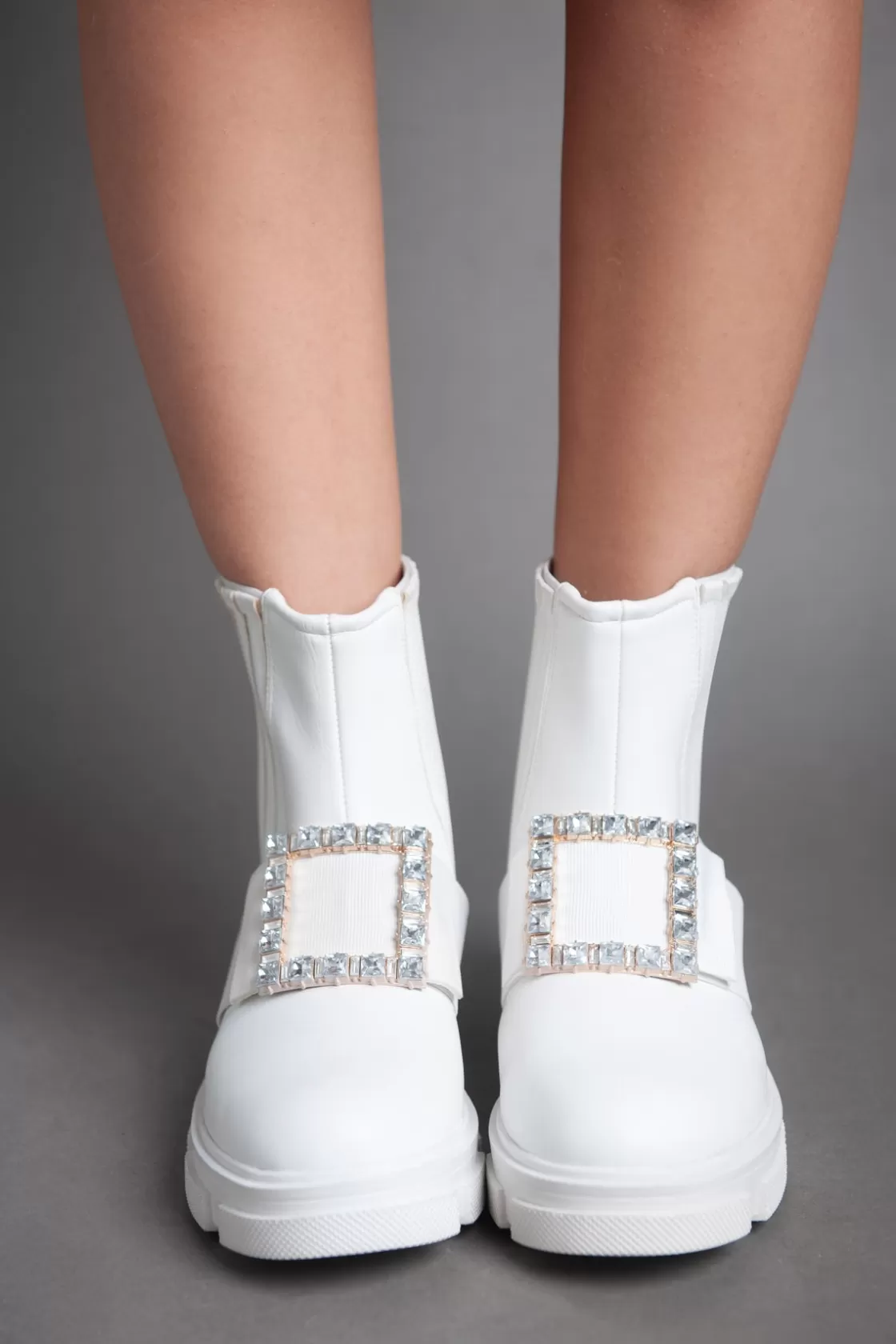 Boots*BREE Rangers Strass Buckle Boots - White