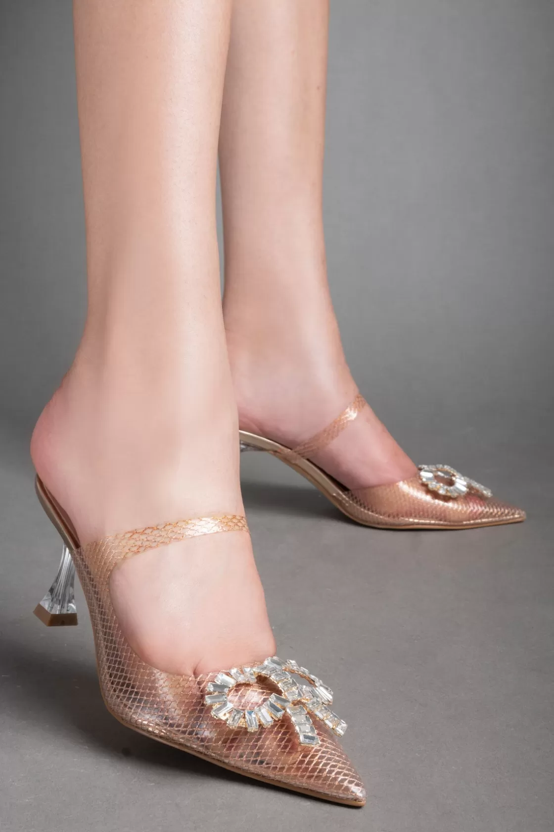 Heels*BREE Shinny See Through Heels - Champagne