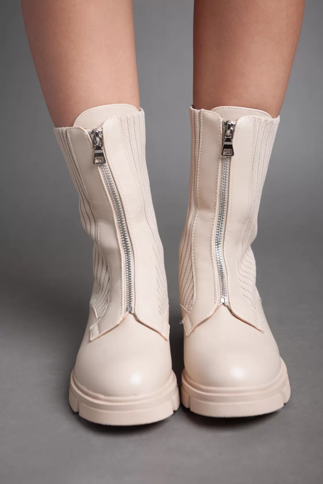 Boots*BREE Sided Socks - Half Boot - Beige