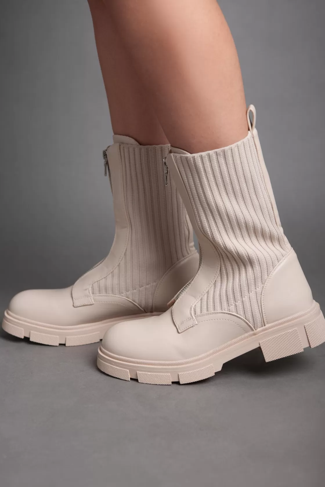 Boots*BREE Sided Socks - Half Boot - Beige