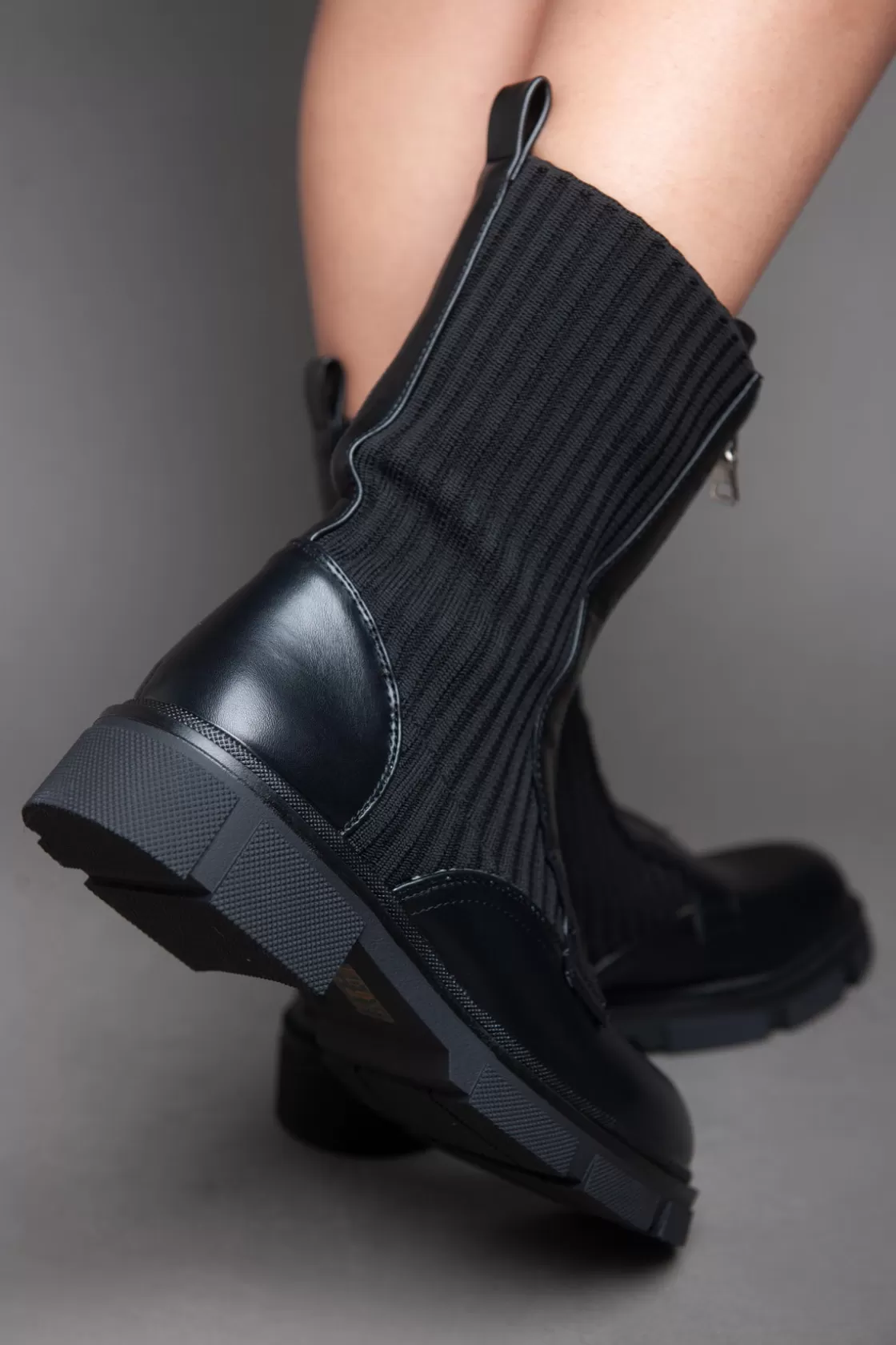 Boots*BREE Sided Socks - Half Boot - Black