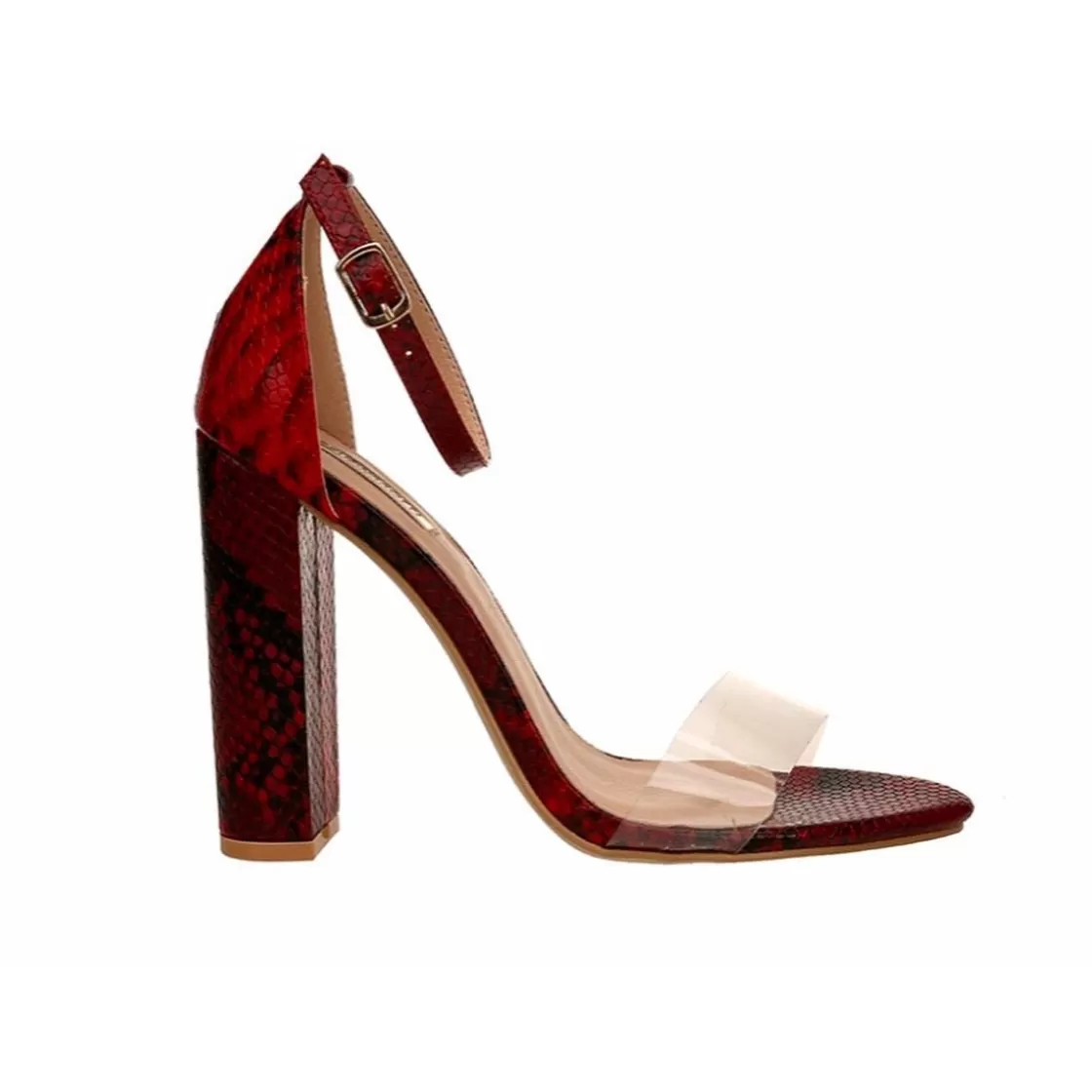 Sandals*BREE Snake Print Chunky High Heel - Sandal Heels