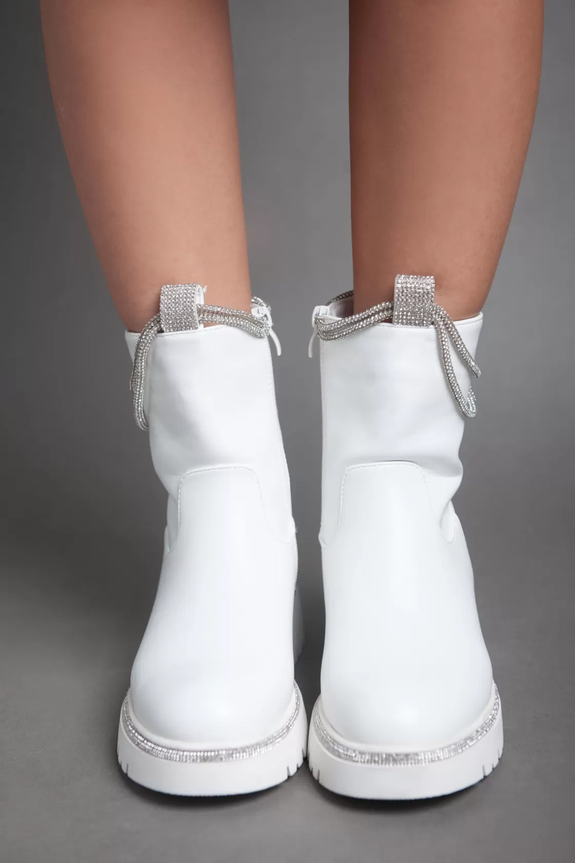 Boots*BREE Sparkle Chains Half Boot - White