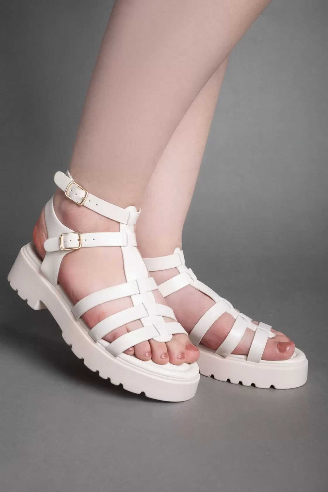 Sandals*BREE Strappy Platform Sandals - Beige