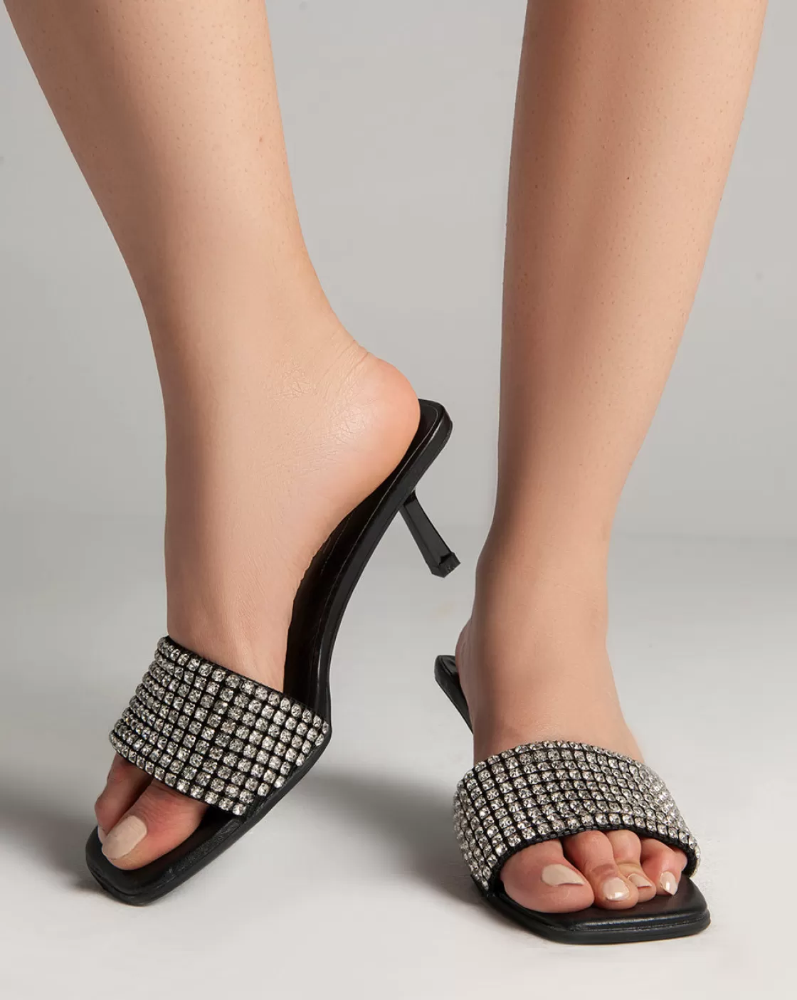 Sandals*BREE Strass Opened Toe Mules - Sandals - Black