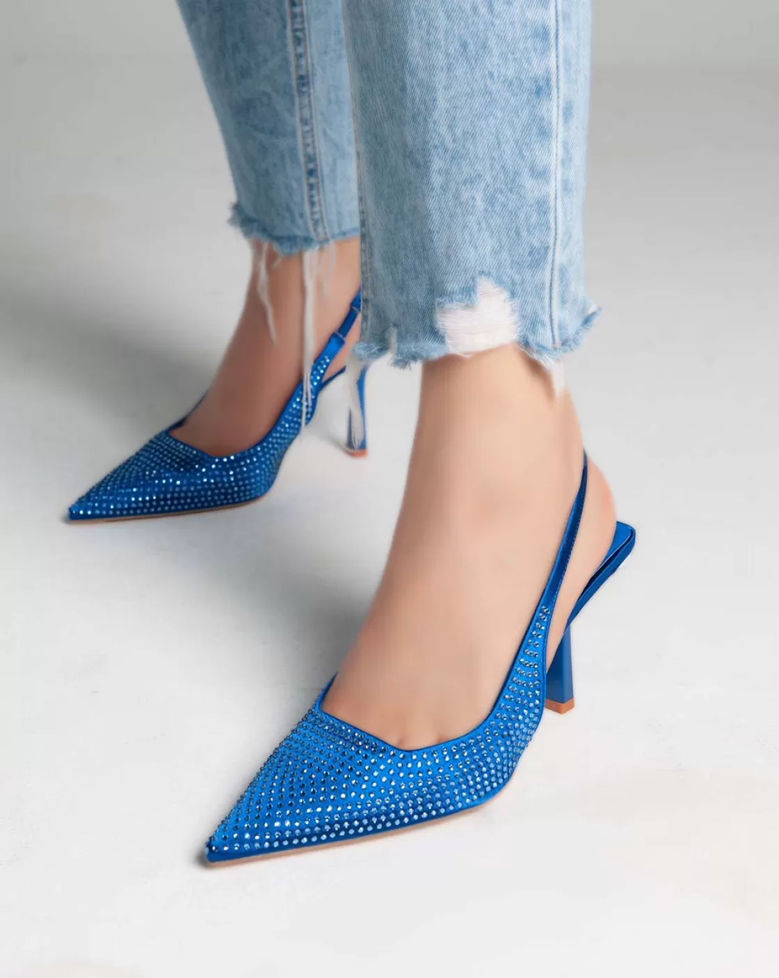 Sandals*BREE Strass Sling Back Pumps - Heels - Blue