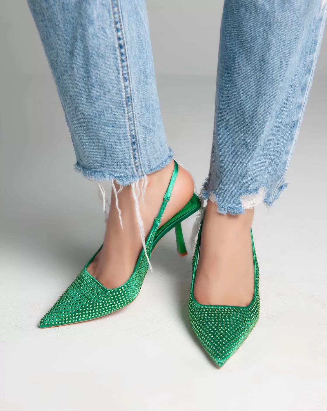 Sandals*BREE Strass Sling Back Pumps - Heels - Green