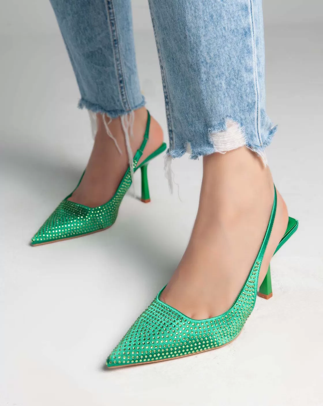 Sandals*BREE Strass Sling Back Pumps - Heels - Green