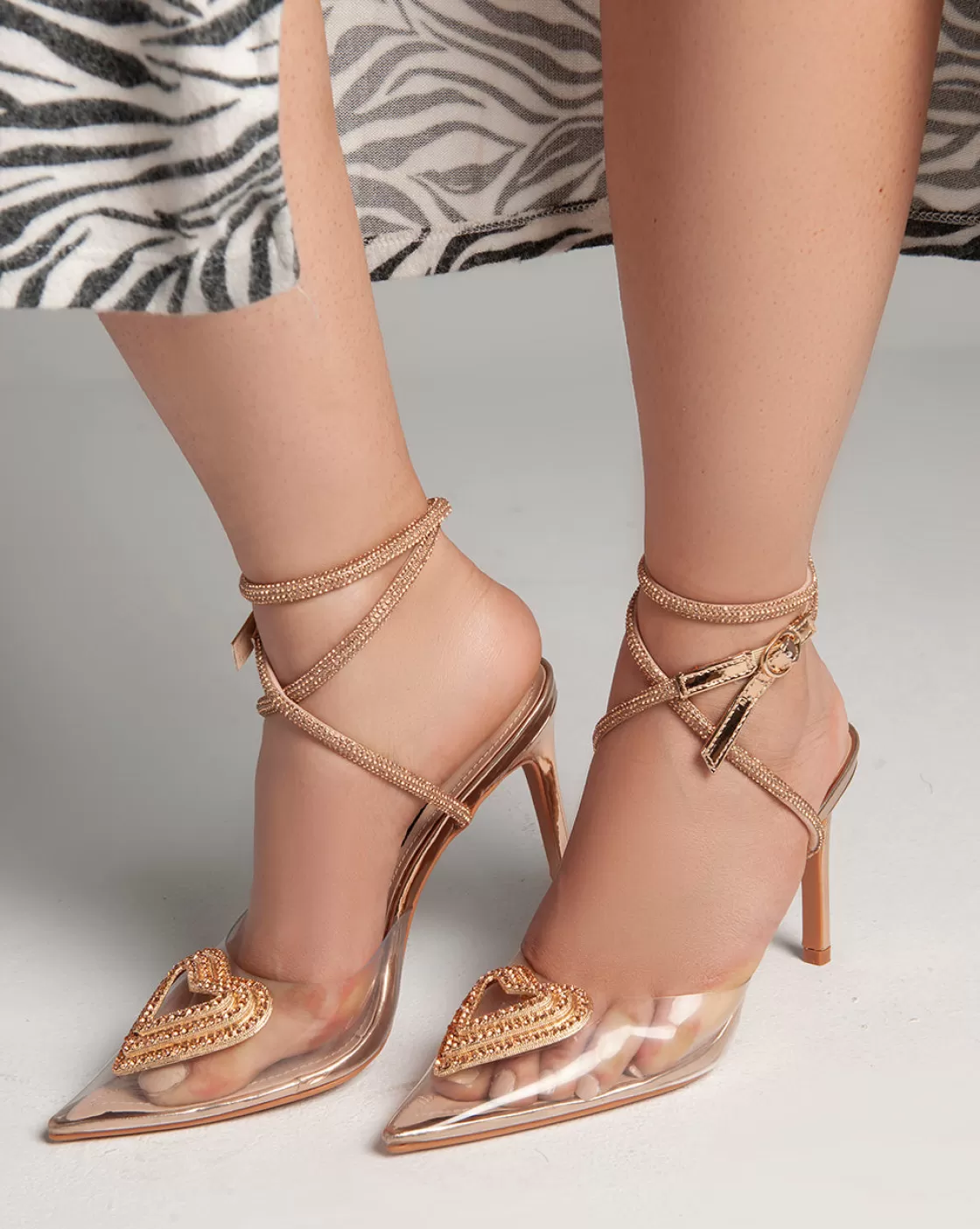 Sandals*BREE Transparent Ankle Strap - Sandals - Champagne