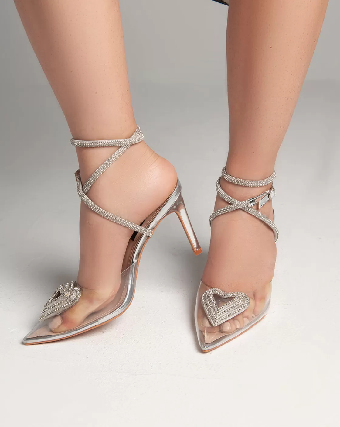 Sandals*BREE Transparent Ankle Strap - Sandals - Silver