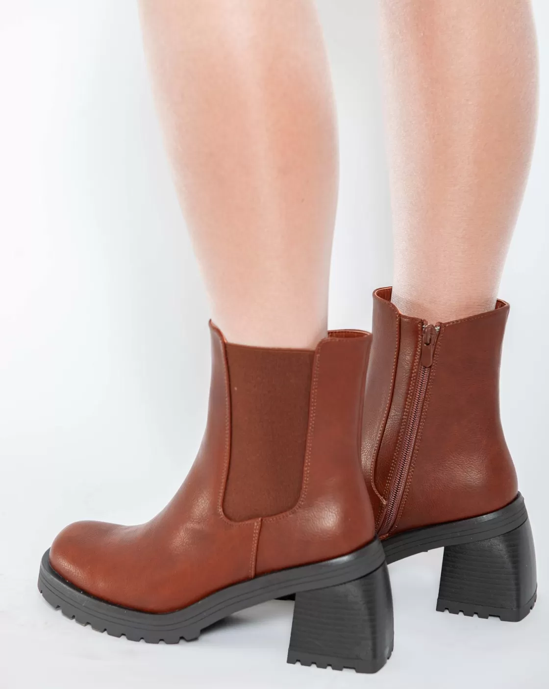 Boots*BREE Warm Biker Ankle Boots - Camel