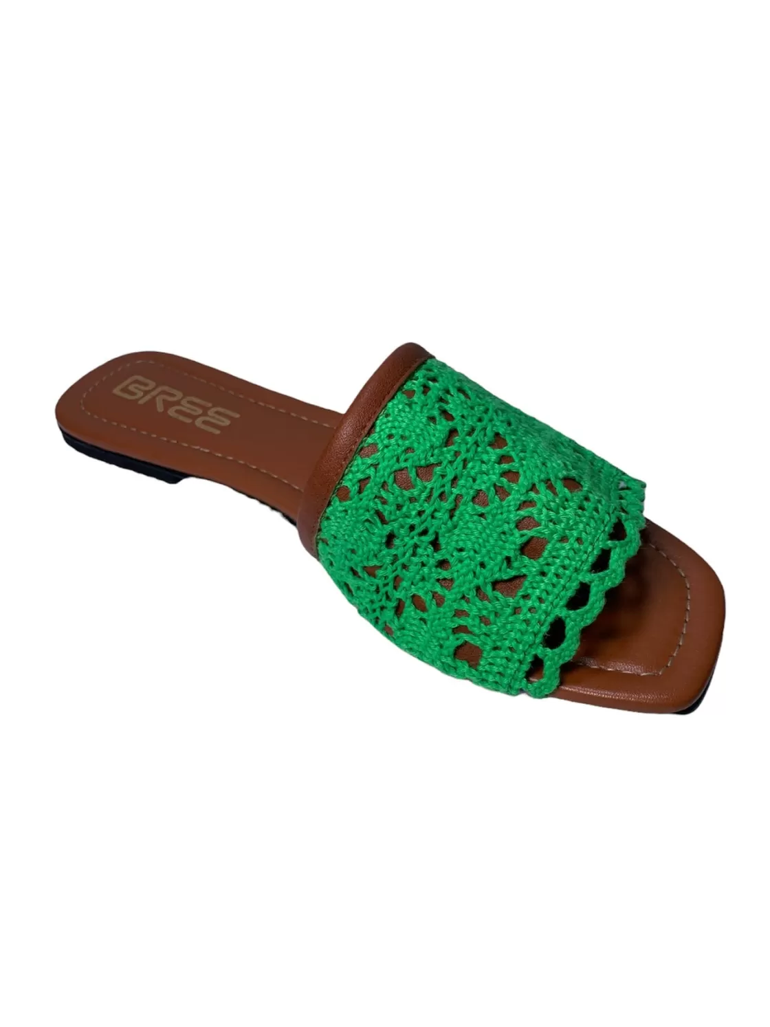 Slippers*BREE Woven Flat Slippers - Green